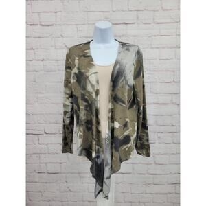 XLARGE OLIVE TIE DYE A475783 Belle by Kim Gravel Slub Knit Shrug
